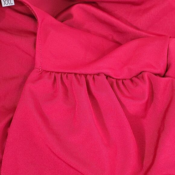 Bodycon Cocktail Maxi Dress V-Neck Bishop Sleeve High Split Ruched Red Formal - Picture 7 of 10